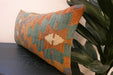 Handmade Turkish Kilim Cushion 30 x 50cm, Vintage Wool Lumbar Cushion with Insert , Organic Cotton Back- Rugs Direct New Zealand 
