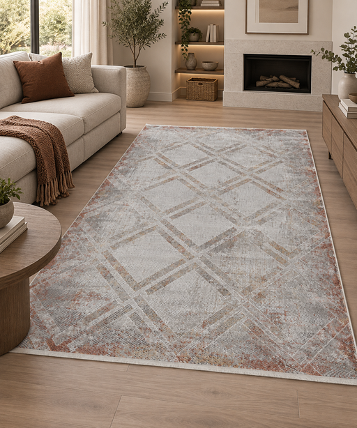 Terracotta Geo – Modern Elegance- Rugs direct NZ