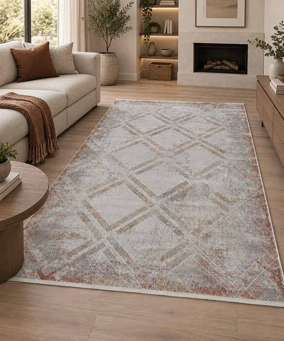 Terracotta Geo – Modern Elegance- Rugs direct NZ