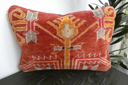 Handmade Anatolian Rug Cushion Cover with Insert 40 x 60cm | Vintage Turkish Wool Lumbar Pillow | Organic Cotton Back | Rugs direct New Zealand 