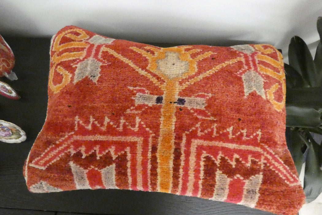 Handmade Anatolian Rug Cushion Cover with Insert 40 x 60cm | Vintage Turkish Wool Lumbar Pillow | Organic Cotton Back | Rugs direct New Zealand 