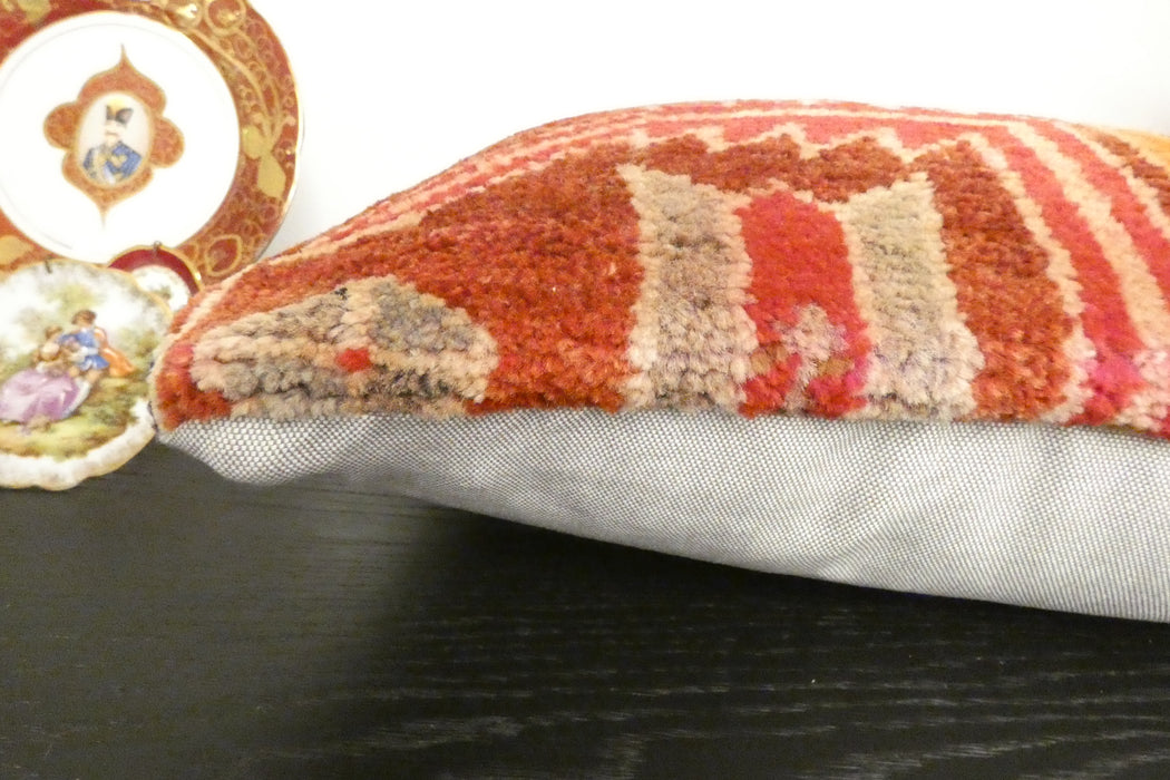 Handmade Anatolian Rug Cushion Cover with Insert 40 x 60cm | Vintage Turkish Wool Lumbar Pillow | Organic Cotton Back | Rugs direct New Zealand 