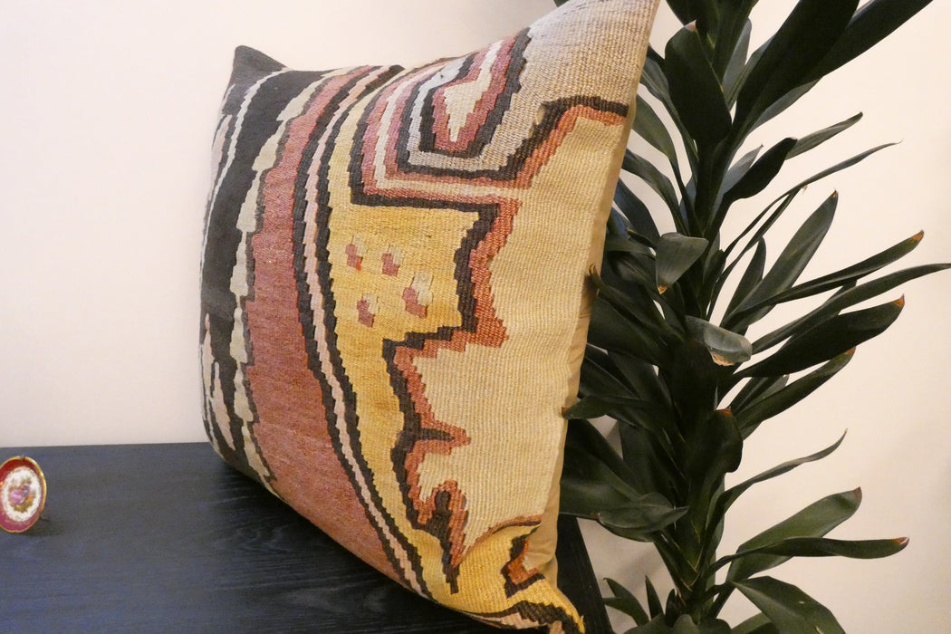 Handmade Turkish Kilim Cushion Cover 60 x 60cm with Insert | Original Anatolian Kilim | Organic Cotton Backing - Rugs Direct New Zealand