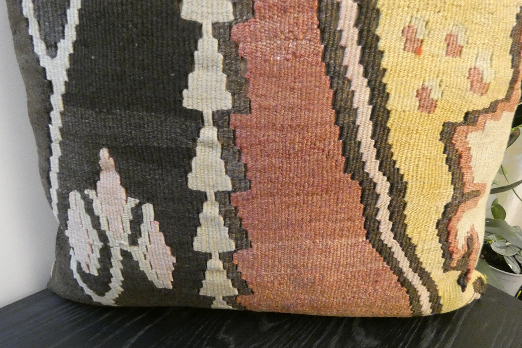 Handmade Turkish Kilim Cushion Cover 60 x 60cm with Insert | Original Anatolian Kilim | Organic Cotton Backing - Rugs Direct New Zealand