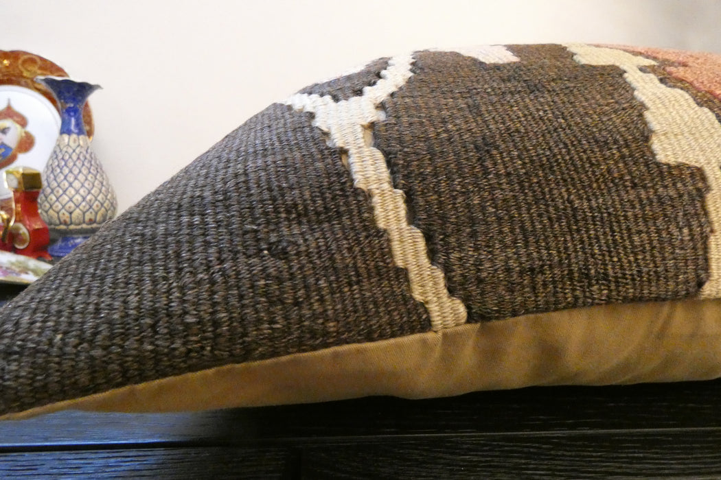 Handmade Turkish Kilim Cushion Cover 60 x 60cm with Insert | Original Anatolian Kilim | Organic Cotton Backing - Rugs Direct New Zealand