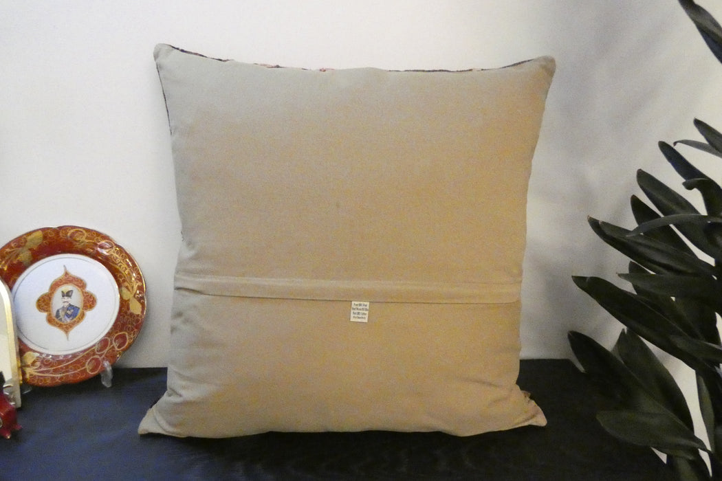 Handmade Turkish Kilim Cushion Cover 60 x 60cm with Insert | Original Anatolian Kilim | Organic Cotton Backing - Rugs Direct New Zealand 