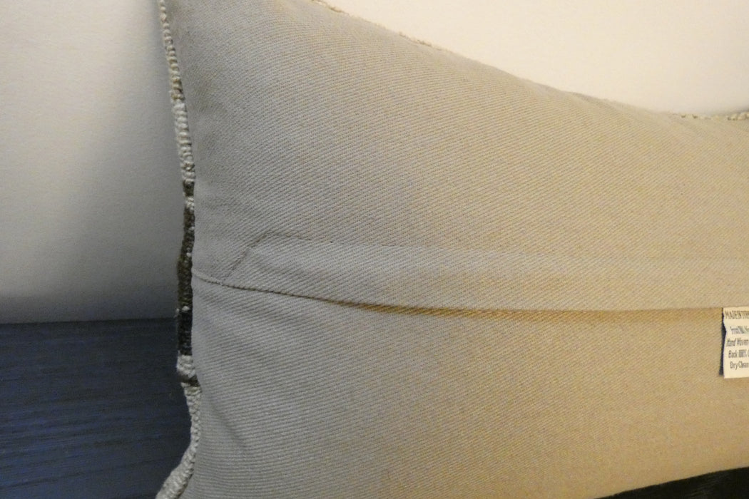 Handmade Turkish Kilim Cushion 30 x 50cm | Vintage Wool Lumbar Cushion with Insert | Organic Cotton Back-  Rugs Direct 