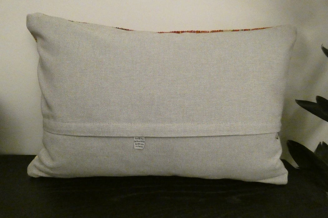 Handmade Anatolian Rug Cushion Cover with Insert 40 x 60cm | Vintage Turkish Wool Lumbar Pillow | Organic Cotton Back | Rugs direct New Zealand 