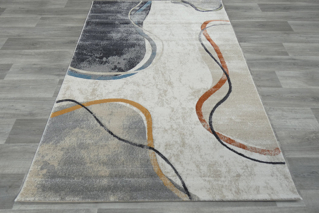 Retro Distressed Abstract Stone Shapes Aroha Rug- Rugs Direct 