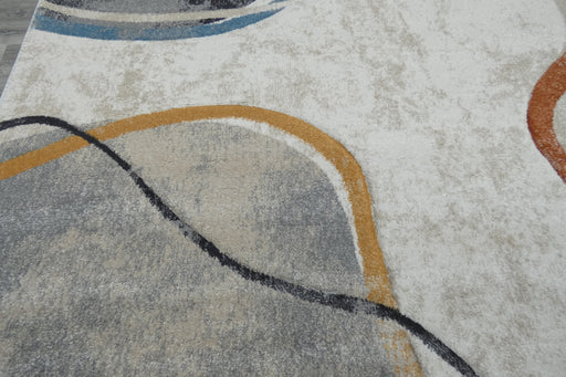 Retro Distressed Abstract Stone Shapes Aroha Rug- Rugs Direct 