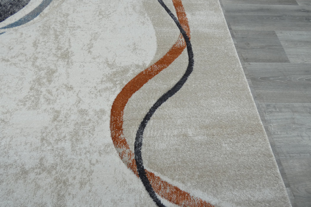 Retro Distressed Abstract Stone Shapes Aroha Rug- Rugs Direct 