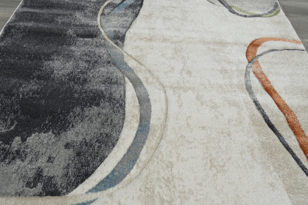 Retro Distressed Abstract Stone Shapes Aroha Rug- Rugs Direct 