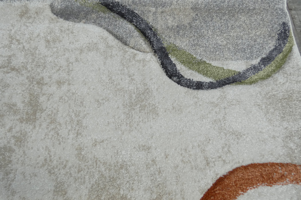 Retro Distressed Abstract Stone Shapes Aroha Rug- Rugs Direct 