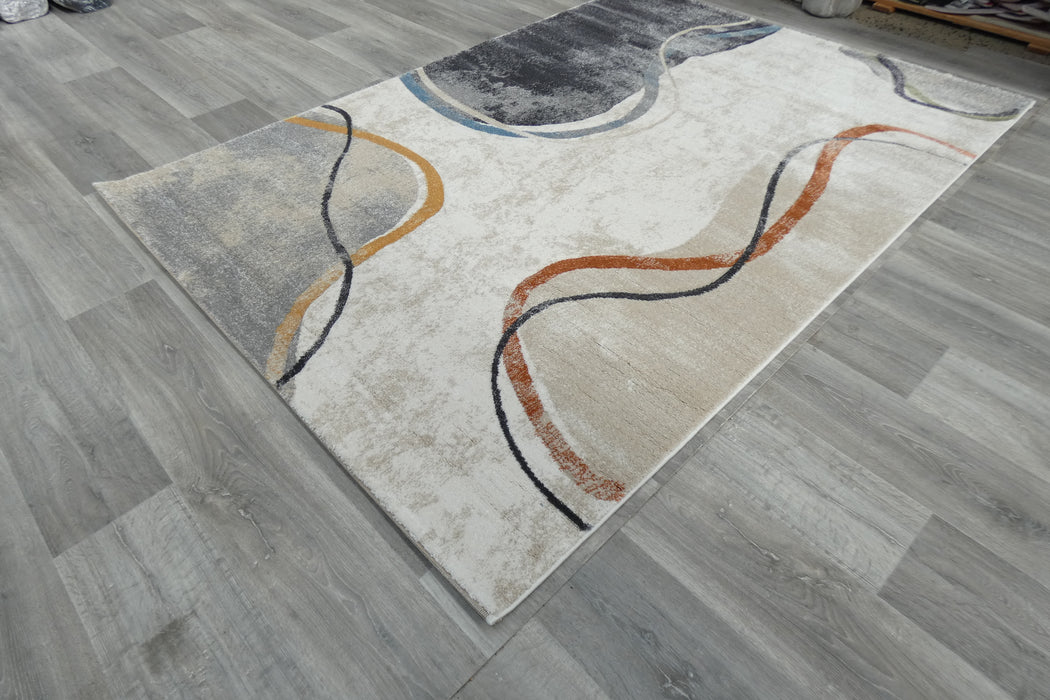 Retro Distressed Abstract Stone Shapes Aroha Rug- Rugs Direct 