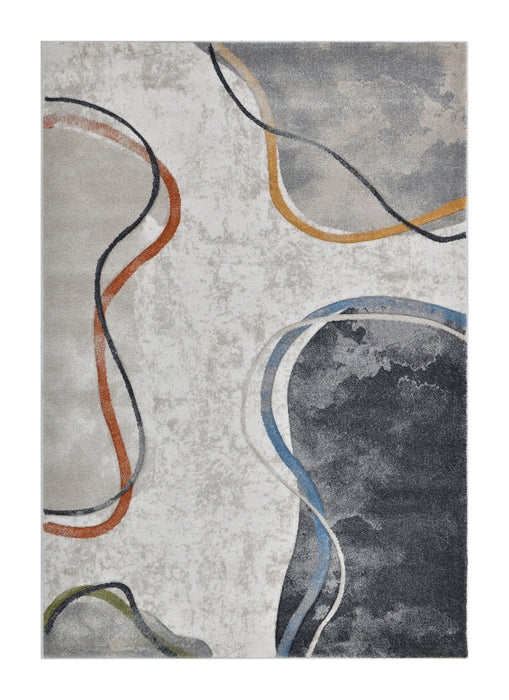 Retro Distressed Abstract Stone Shapes Aroha Rug - Rugs Direct