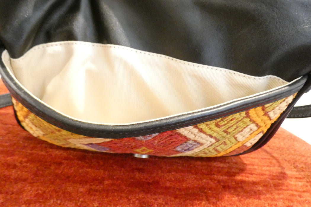 One-of-a-Kind Turkish Kilim Leather Crossbody Bag "Yakut"- Rugs Direct