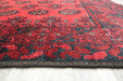 Red Afghan Turkman Bokhara hand-knotted wool rug featuring traditional repeating Gul medallions, .Rugs Direct NZ