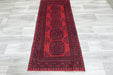 Red Afghan Turkman Bokhara hand-knotted wool rug featuring traditional repeating Gul medallions, 100 × 200 cm.Rugs Direct NZ