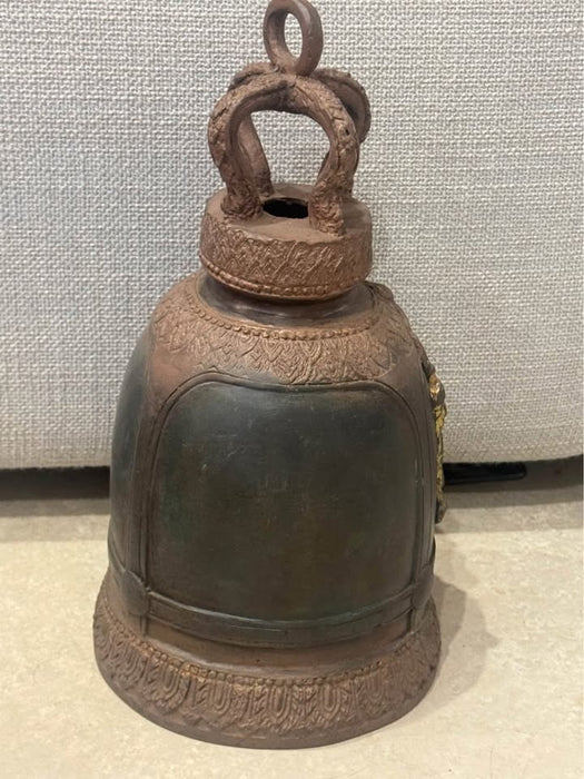 Antique Temple Bell with Ganesha Motif- Rugs Direct 
