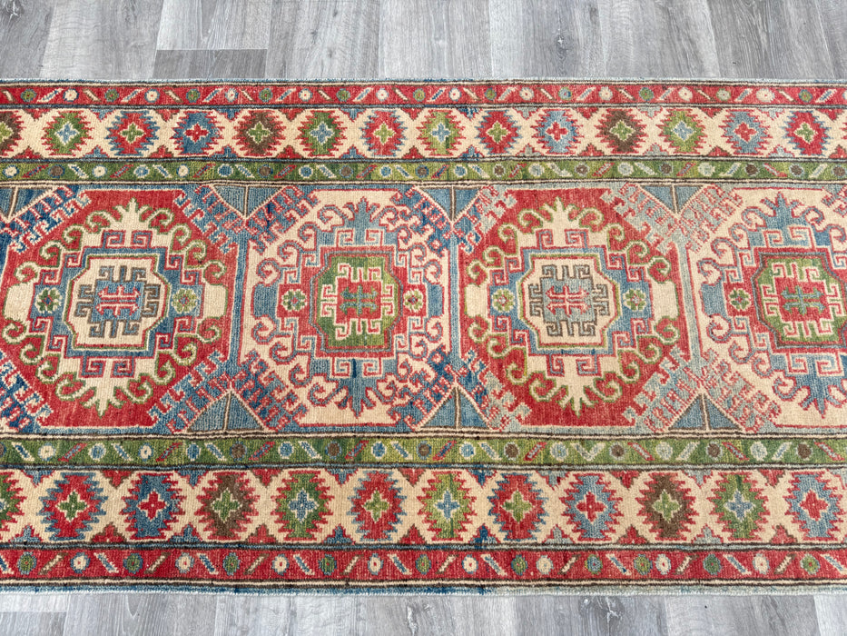 Afghan Hand Knotted Kazak Hallway Runner Size: 83 x 292cm- Rugs Direct 