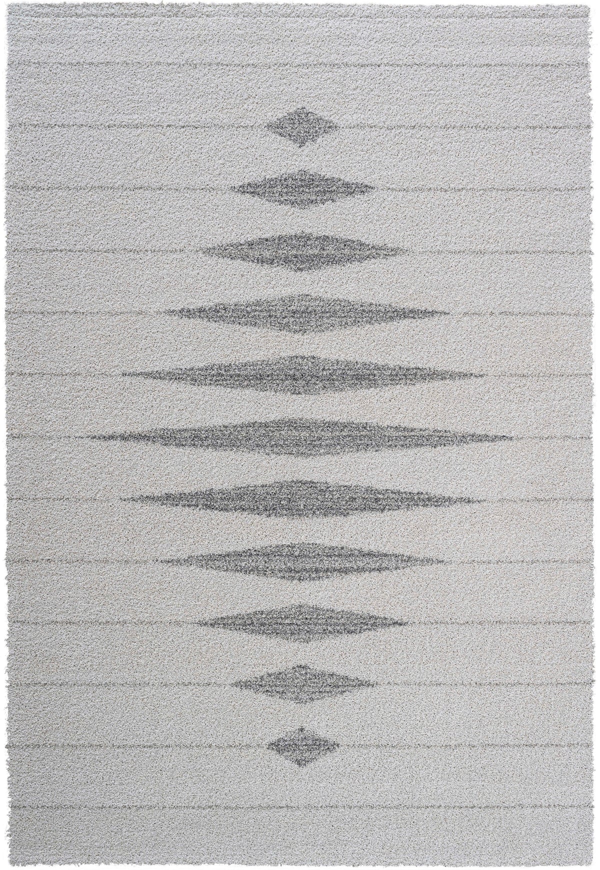 Mehari Ivory Grey Diamond Pattern Shaggy Rug — Rugs Direct
