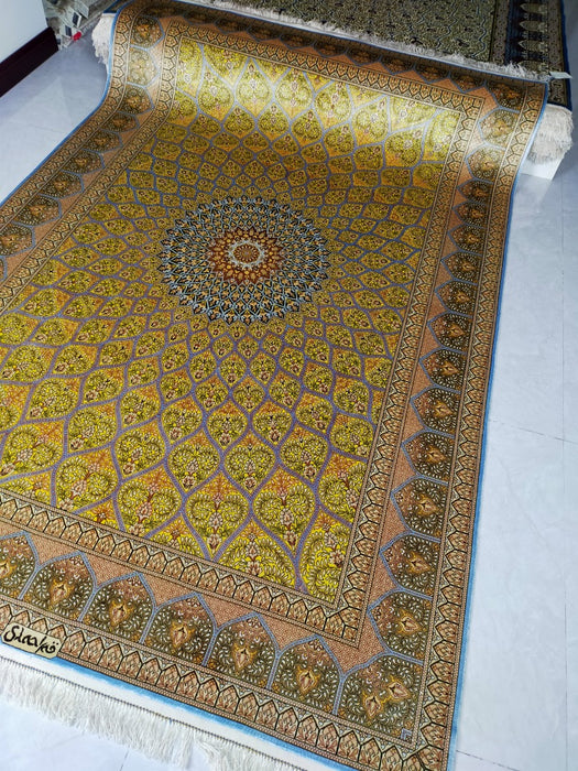Hand Knotted Persian Design Pure Silk Rug Size: 253 x 169cm - Rugs Direct