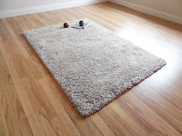 Twilight Shaggy Linen and White Colour Rug - Rugs Direct