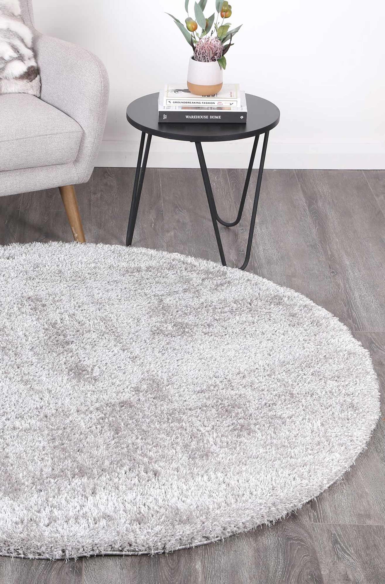 Dream Shaggy Grey Colour Turkish Round Rug — Rugs Direct
