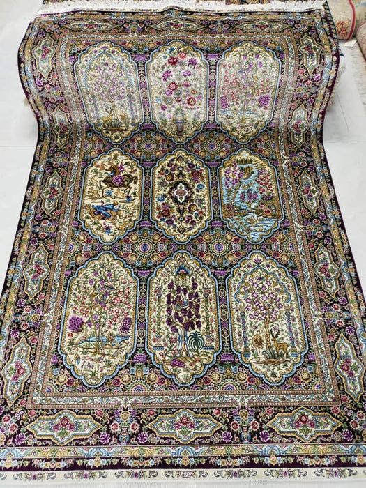 Hand Knotted Persian Design Pure Silk Rug Size: 253 x 155cm - Rugs Direct