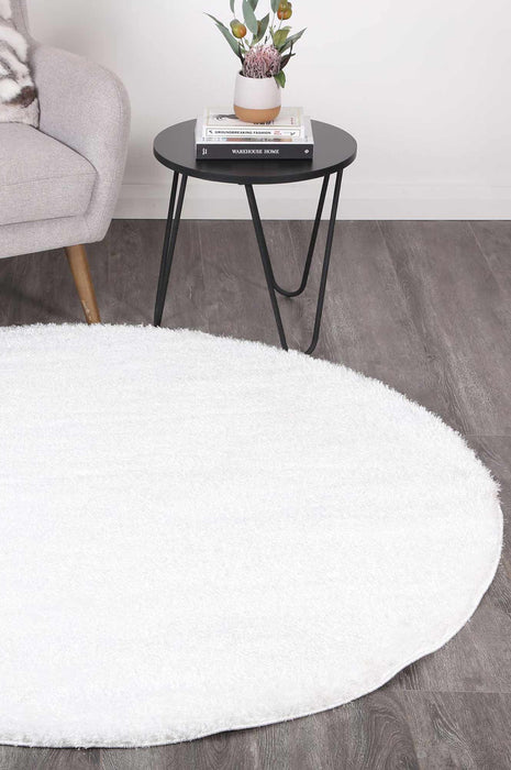 Dream Shaggy White Colour Turkish Round Rug - Rugs Direct