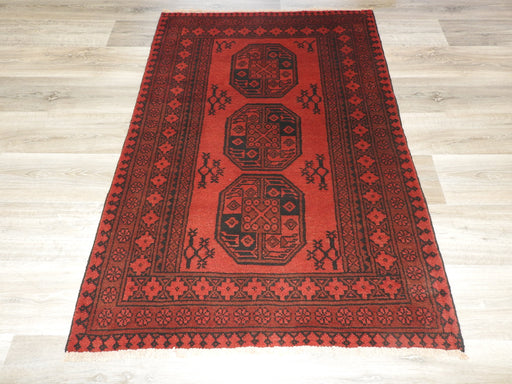 Afghan Hand Knotted Turkman Rug Size: 147 x 99cm-Afghan Rug-Rugs Direct