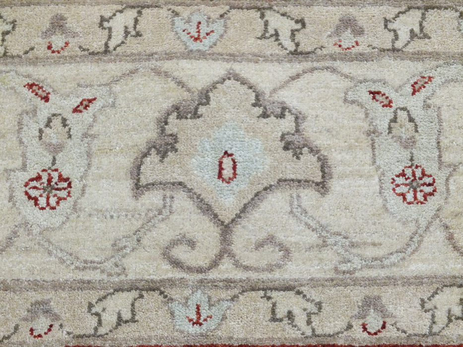 Cream and Red Afghan Hand Knotted Choubi Rug Size: 241 x 297cm-Afghan Rug-Rugs Direct