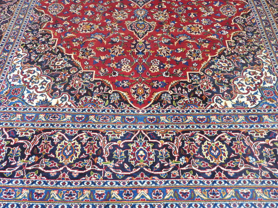 Persian Hand Knotted Kashan Rug Size: 370 x 250cm-Persian Rug-Rugs Direct