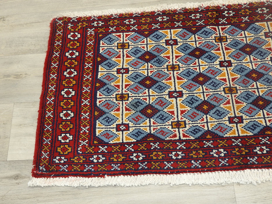 Persian Hand Knotted Turkman Rug Size: 107 x 52cm-Persian Rug-Rugs Direct