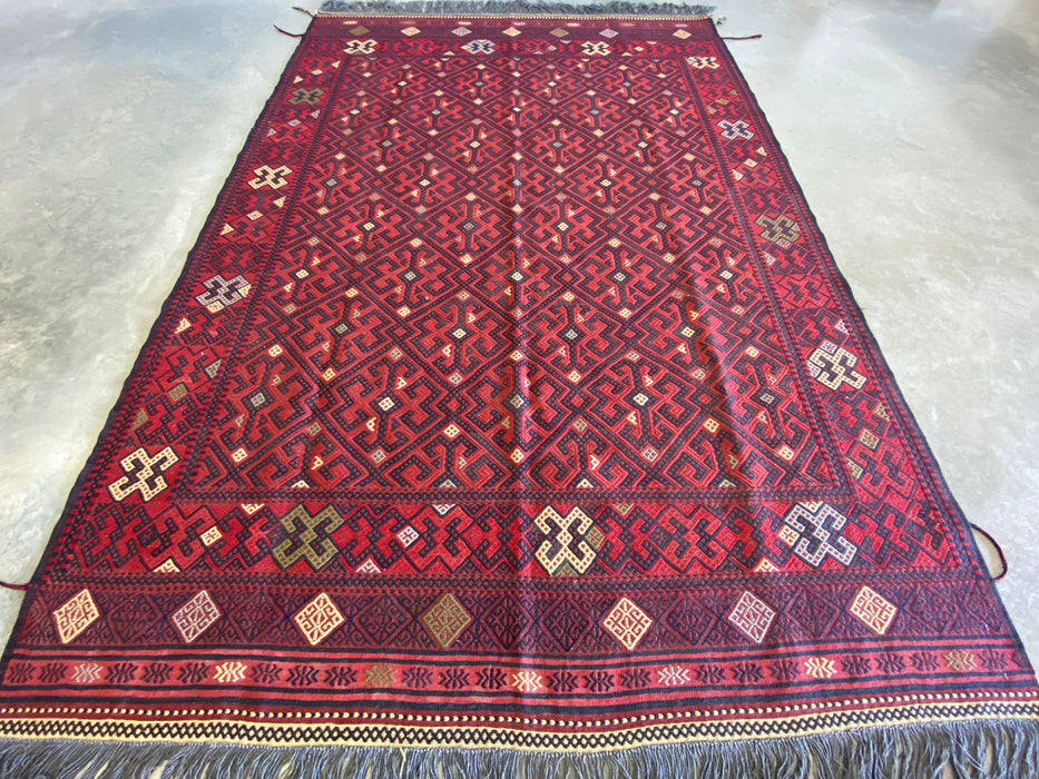 Afghan Hand Made Hazara Ghalmori Kilim Rug Size: 203 x 294cm - Rugs Direct