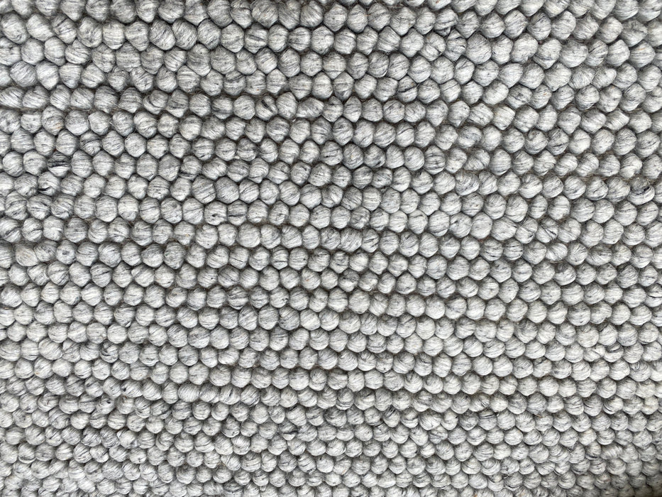 100% Wool Chunky Loop Pile Silver Colour Rug