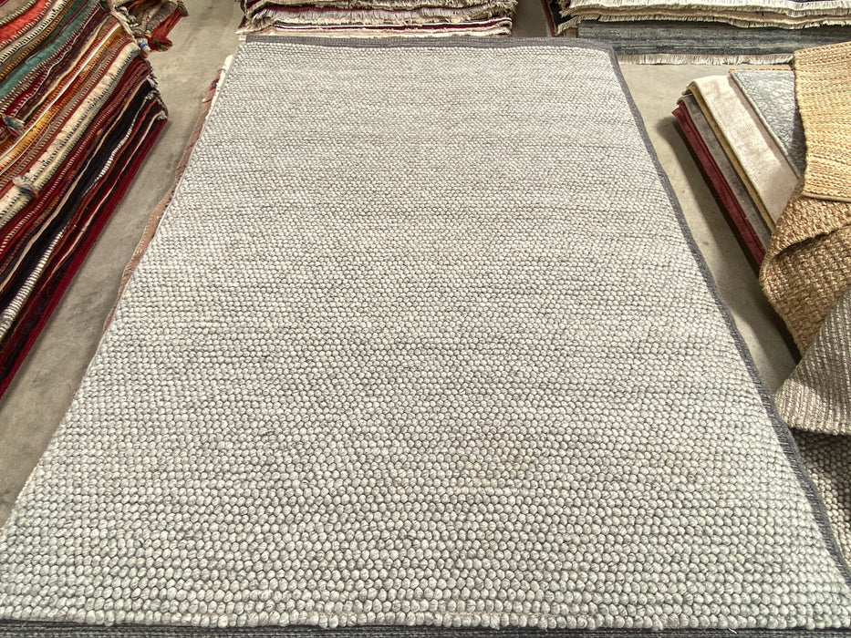 100% Wool Chunky Loop Pile Silver Colour Rug - Rugs Direct
