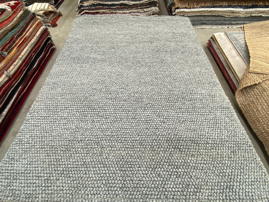 100% Wool Chunky Loop Pile Light Grey Colour Rug Size: 120 x 170cm - Rugs Direct