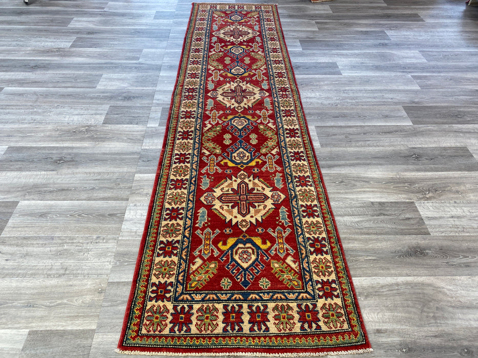 Afghan Hand Knotted Kazak Runner Size: 330 x 82cm - Rugs Direct