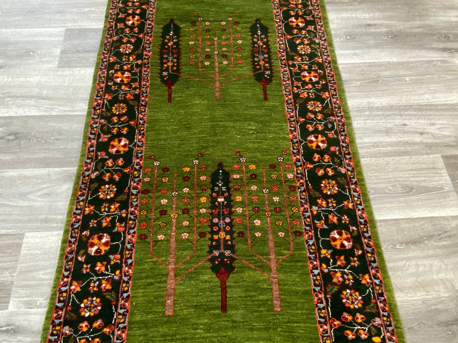 Authentic Persian Hand Knotted Gabbeh Runner Size: 406 x 87cm - Rugs Direct