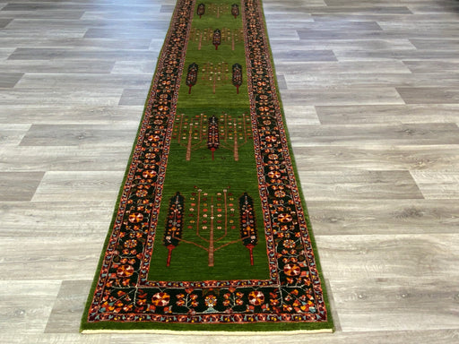 Authentic Persian Hand Knotted Gabbeh Runner Size: 406 x 87cm - Rugs Direct