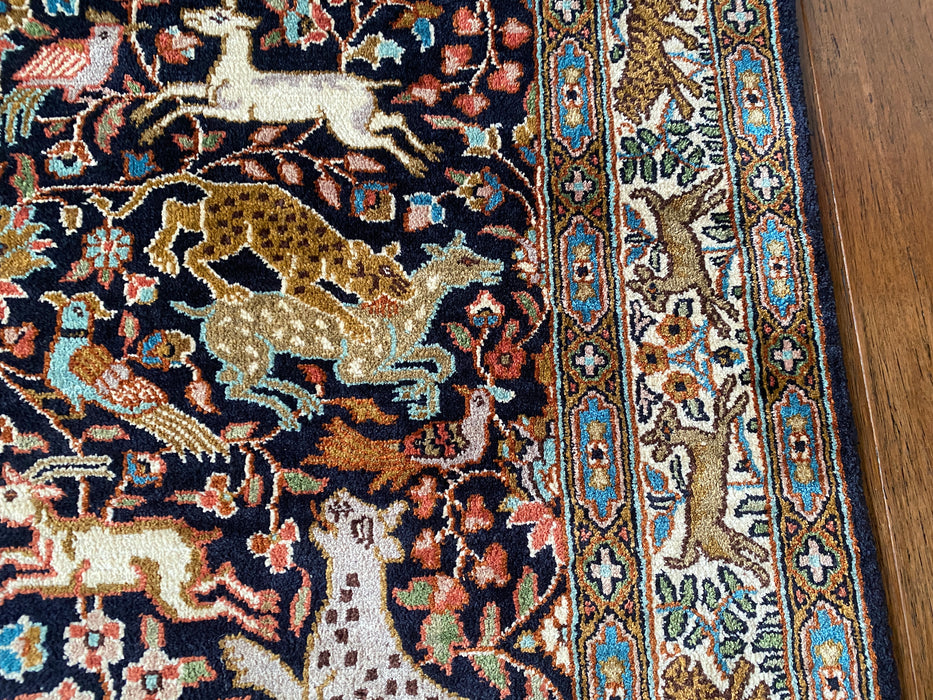 Persian Hand Knotted Hunting Design Silk Rug - Rugs Direct