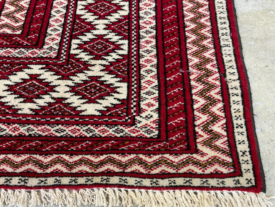 Persian Hand Knotted Wool and Silk Antique Turkman Rug Size: 196 x 131cm - Rugs Direct
