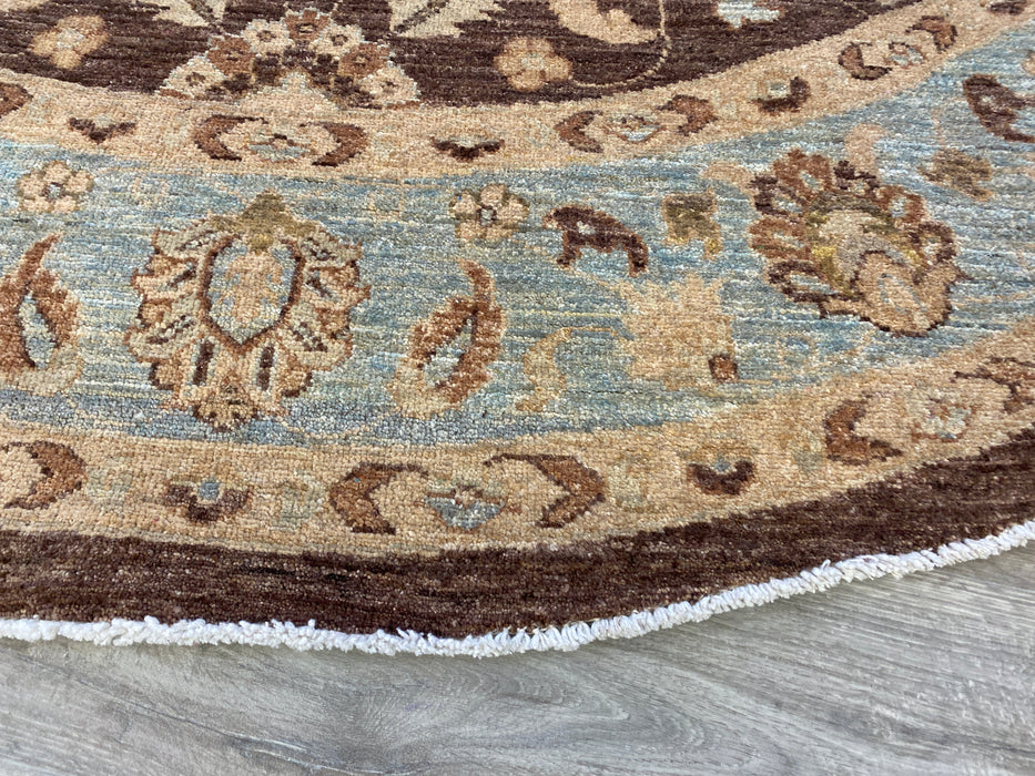Afghan Hand Knotted Choubi Round Rug Size: 248x 248cm - Rugs Direct