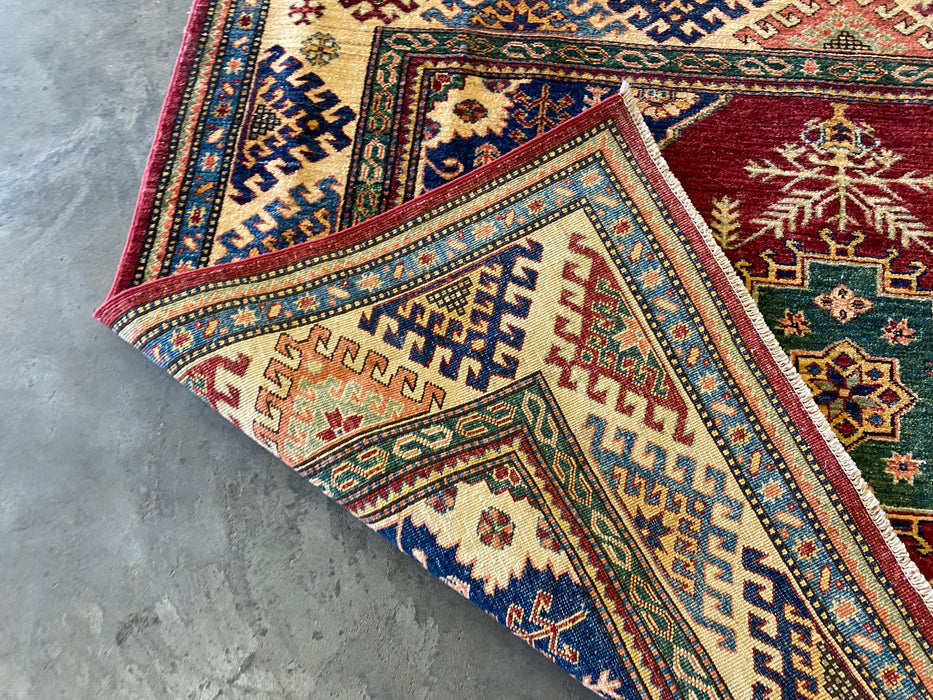 Afghan Hand Knotted Super Kazak Rug Size: 135 x 171cm - Rugs Direct