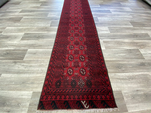 Afghan Hand Knotted Turkman Hallway Runner Size: 383 x 80cm - Rugs Direct