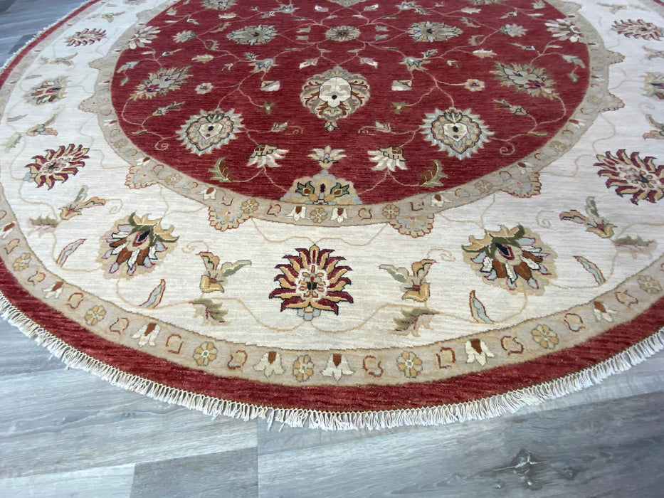 Afghan Hand Knotted Choubi Round Rug Size: 313 x 306cm - Rugs Direct