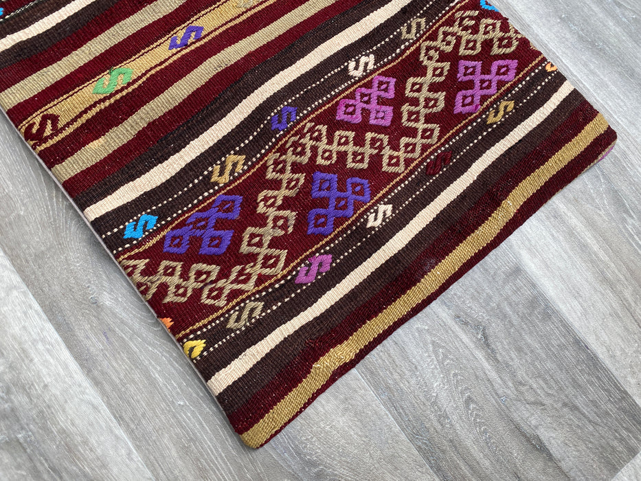 Turkish Hand Made Vintage Kilim Large Lumbar Pillow Cover - Rugs Direct