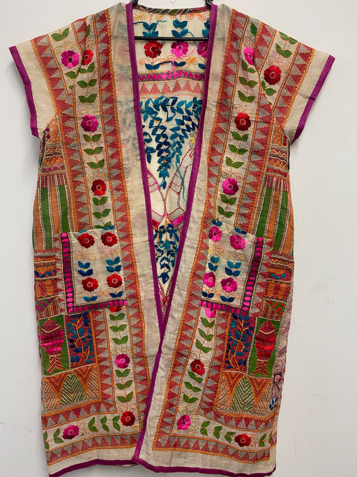 Thai Cotton Silk Hand Embroidery Suzani Boho Jacket - Rugs Direct