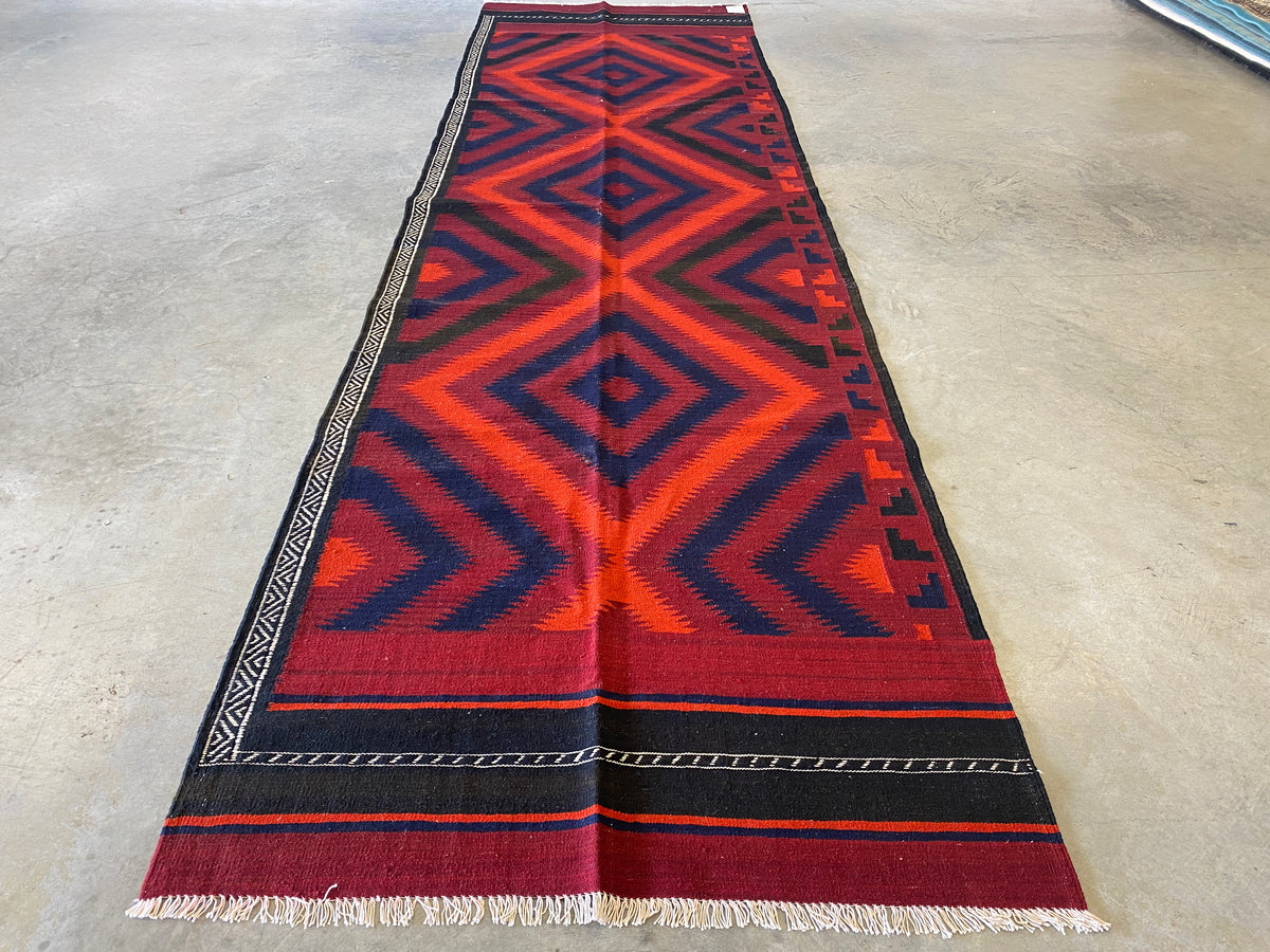 Vintage Afghan Hand Made Hazara Ghalmori Kilim Rug Runner Size: 437 x ...